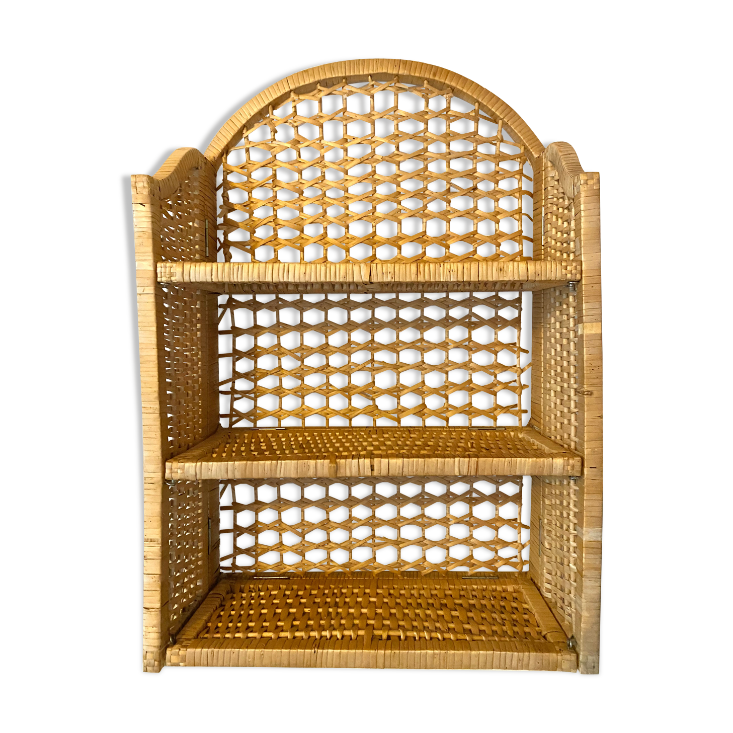 Vintage rattan and bamboo shelves