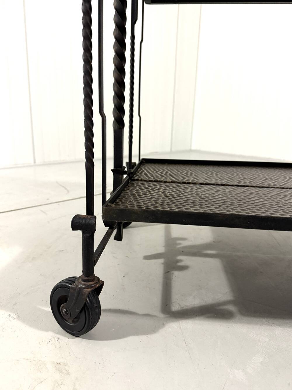 Brutalist wrought iron folding serving trolley 1960’s