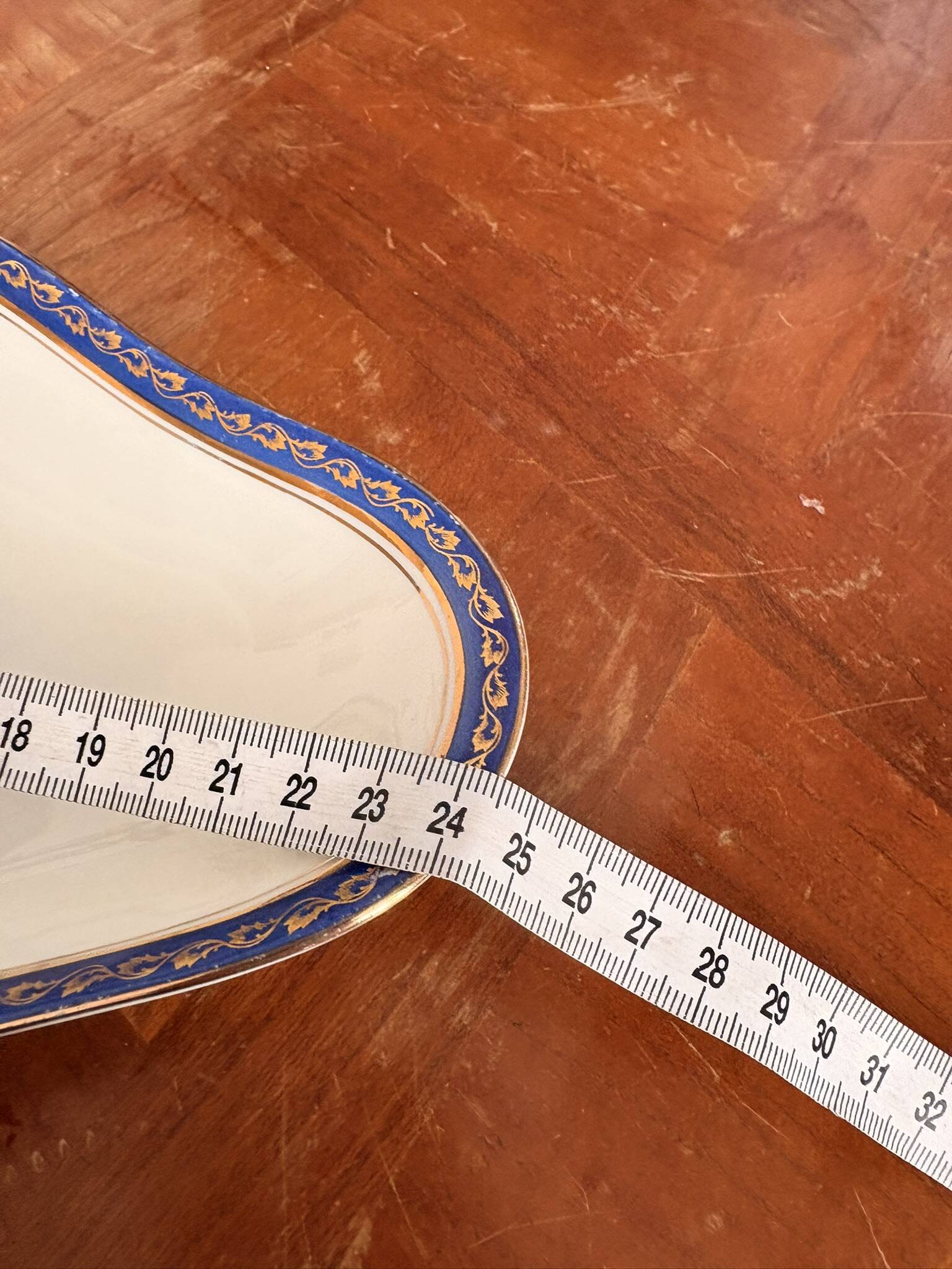 Plate, Ramekin, Salad Bowl 23cm, Limoges Porcelain, Blue and Gold, Betoule