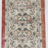 Coral red farmhouse floral rug 206x112cm
