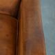 Cognac-Colored Sheepskin Leather Armchair with Straight Lines