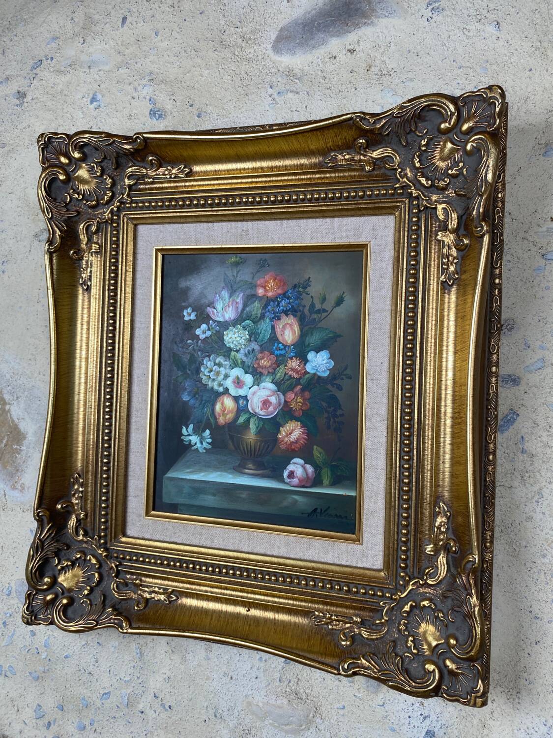 Still Life late 19th century A.Vianni Oil on Wood