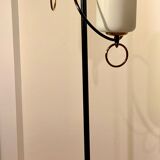 Floor lamp Stilnovo 50s opalines and brass buckles