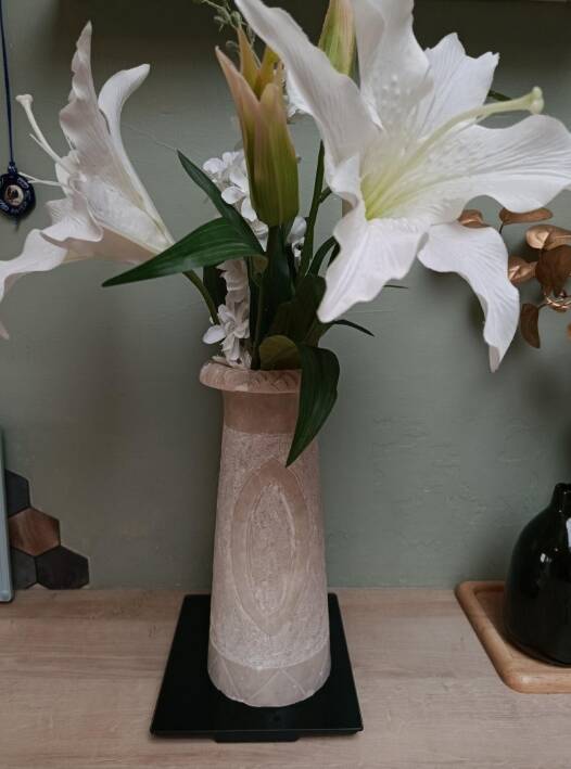 Vintage Alabaster Vase Hand-Carved - Bayca Edition