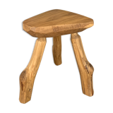 Vintage tripod raw wood stool