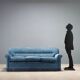 Vintage velvet sofa with spring cushioning, Italian design from the 1950s.