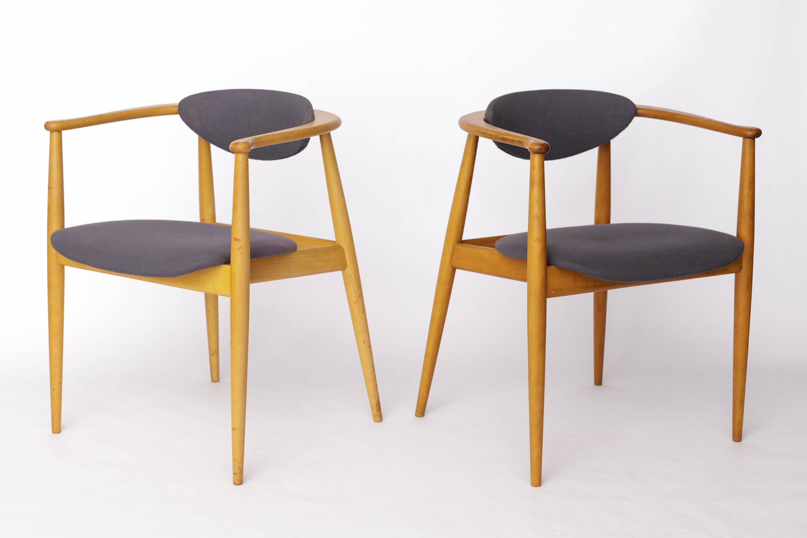 Pair of Mid-Century Armchairs, 1960s–70s German Vintage, Beech Wood