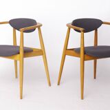 Pair of Mid-Century Armchairs, 1960s–70s German Vintage, Beech Wood