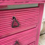 Vintage pink rattan chest of drawers