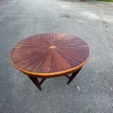 Oval table in rosewood and sycamore