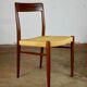 Suite de 6 chaises scandinaves en corde et teck