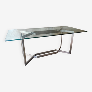 Paul Legeard table 1979 steel and glass