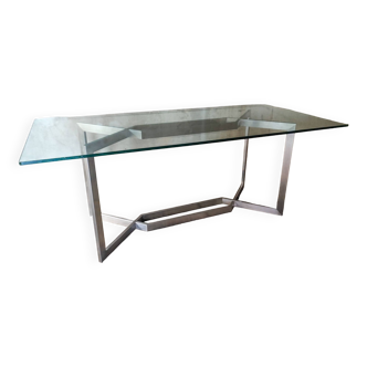 Paul Legeard table 1979 steel and glass