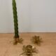 Set of 3 vintage candle holders in gold-plated brass