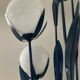 Vintage floor lamp 5 lamps in opaline and blue metal