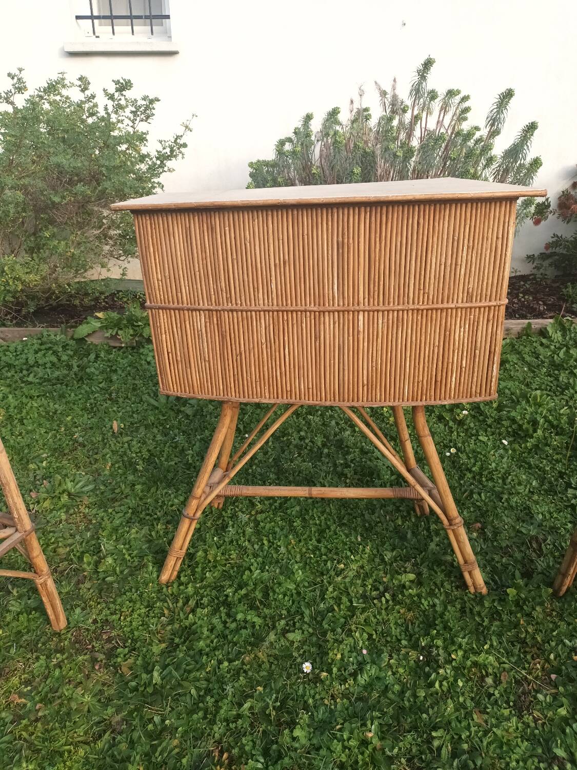 Bar en rotin vintage