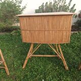 Bar en rotin vintage