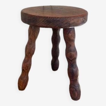 Tripod stool, pearl foot, solid wood, vintage