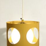 Delmas pendant lamp France 60s openwork yellow sheet & opaline