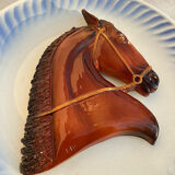 Relief plate horse Gien signed EB