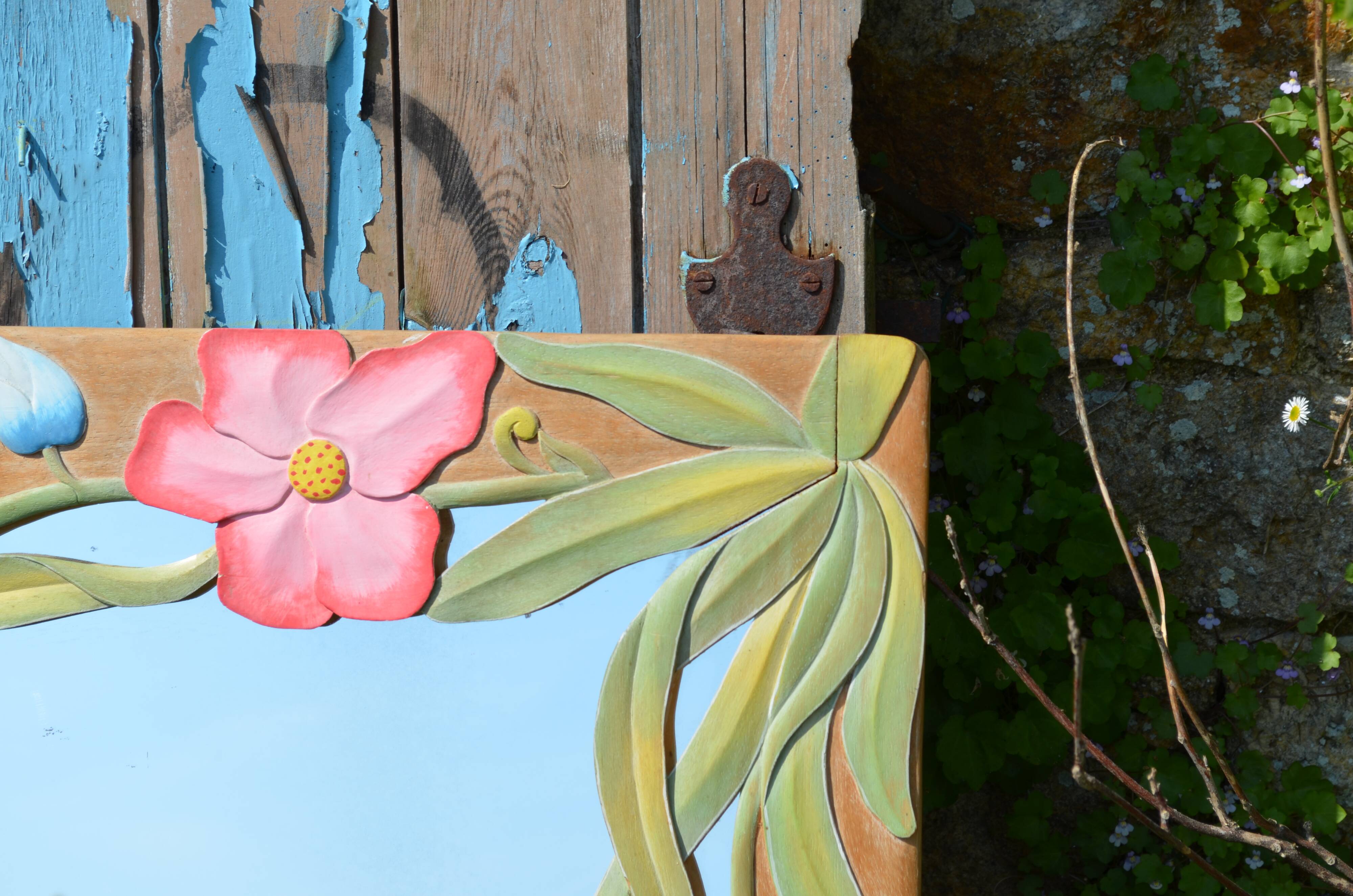 Carved wooden mirror "The Peacock"