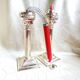 Set of 2 silver metal candle holders, silver metal candle holders