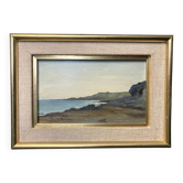 Perron charles, huile sur carton paysage bord de mer signée xxème