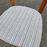 Scandinavian chair Baumann 88 solid beech wood and beige blue wool.