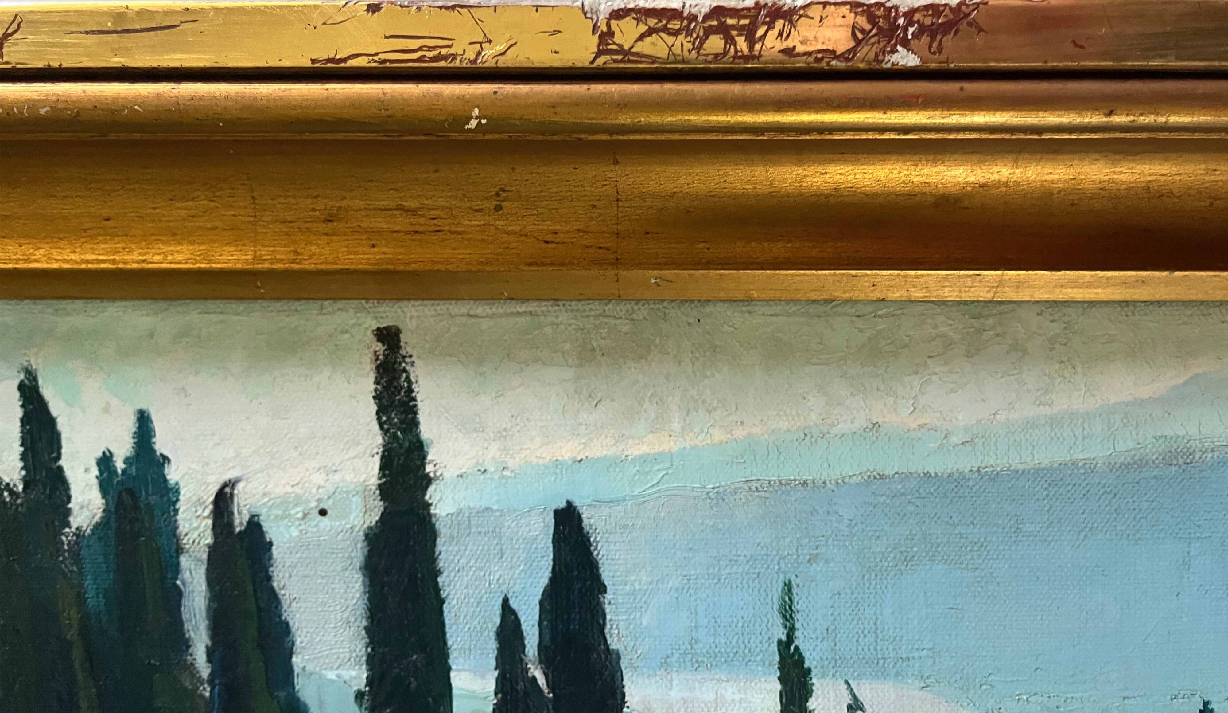 Tableau HSP "Mediterranean Landscape - Nice" 1935 Villa signed A. Deguene