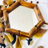 Miroir hexagonal vintage bambou