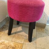 Paire de tabourets design en velours framboise