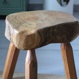 Brutalist stool in solid elm