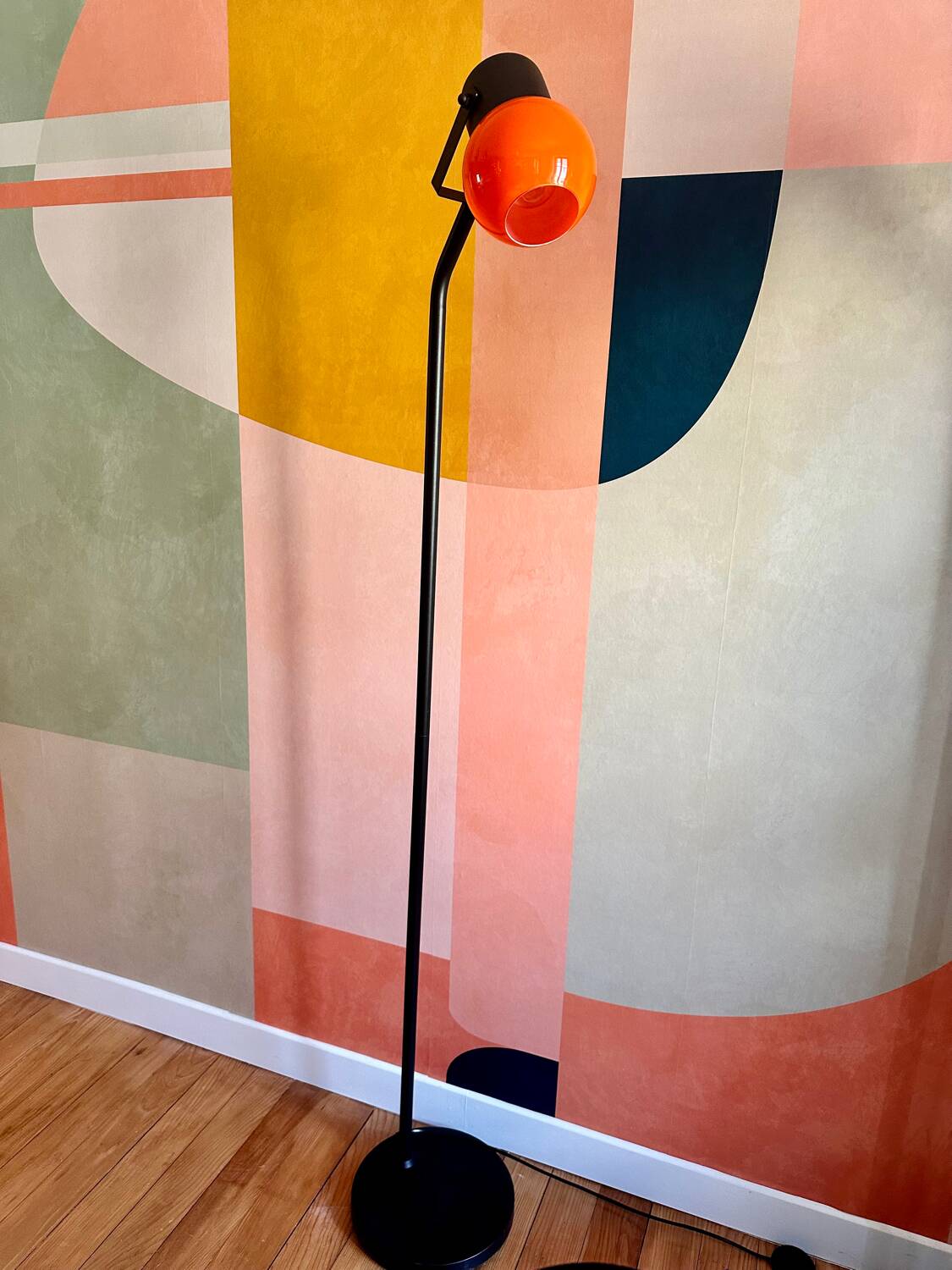 Vintage orange opaline design floor lamp