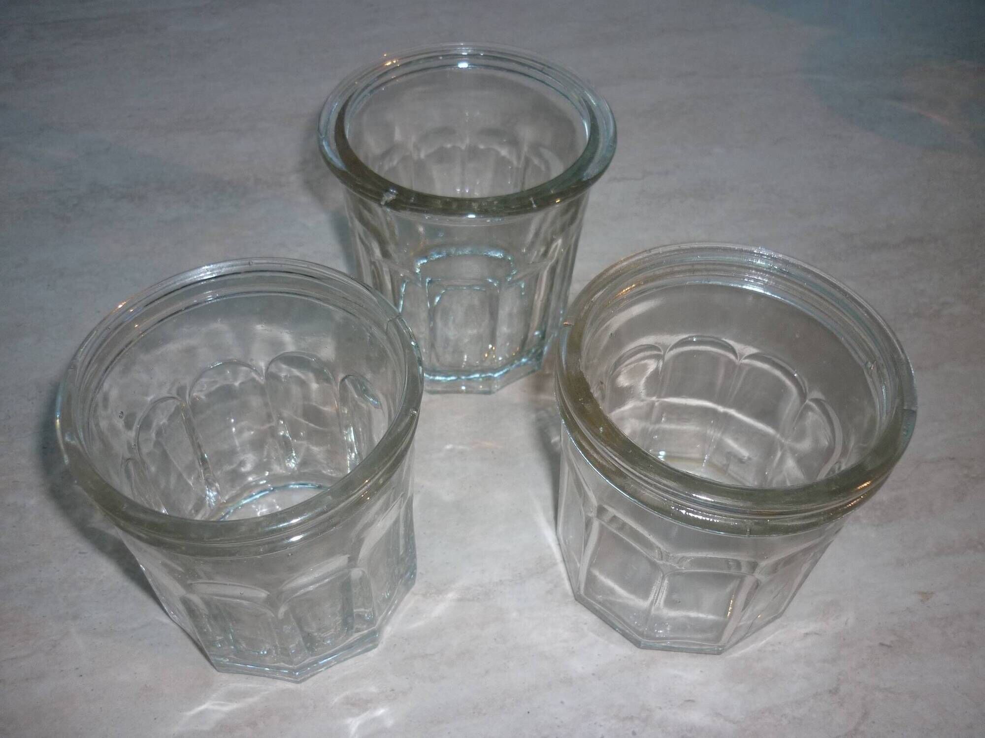 3 old jam jars of 375 ml
