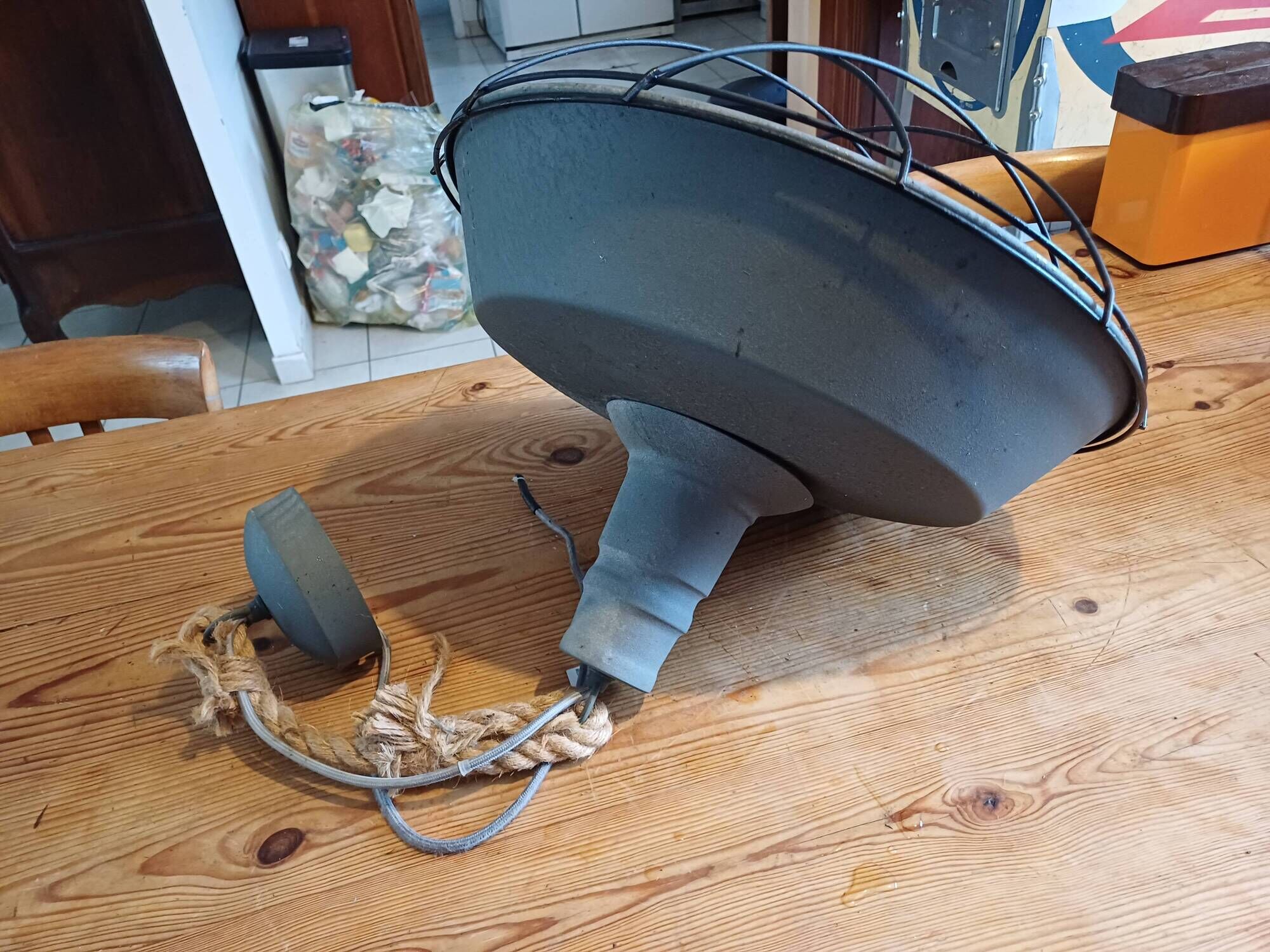 Grey metal industrial lamp