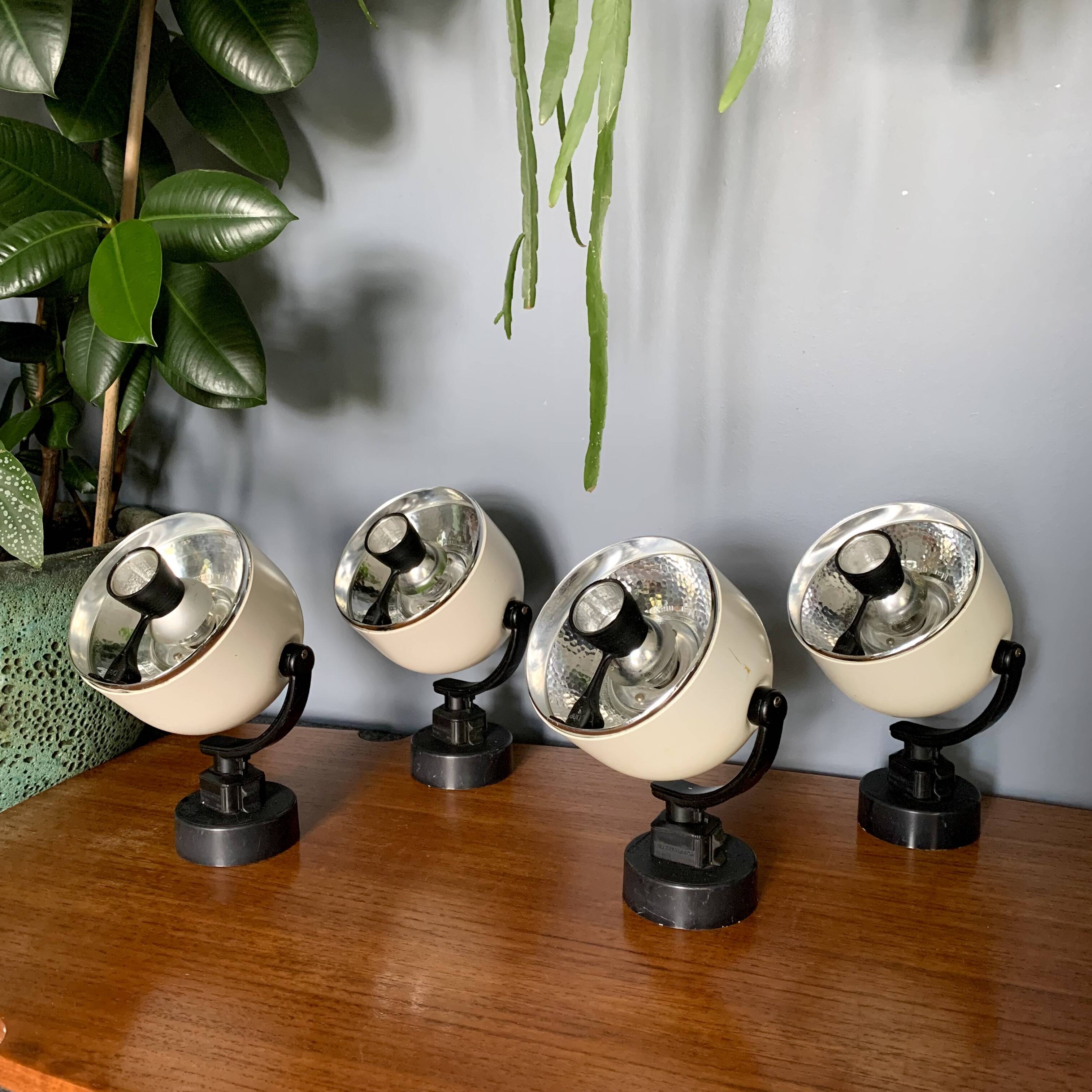 Pair of Hoffmeister cream and black spotlights 1960/1970