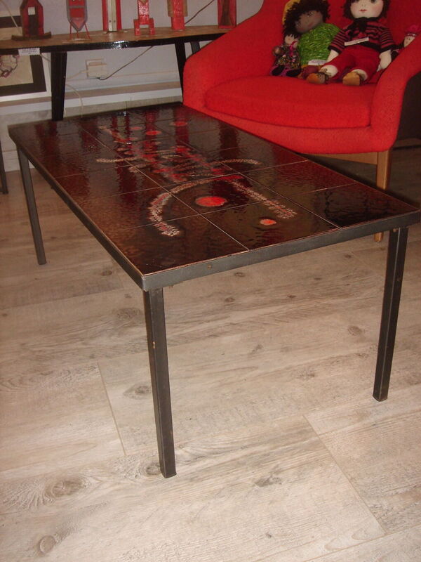 Table vintage céramique Julien de Covemaker dit Belarti céramiste à Ostende
