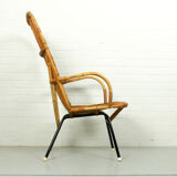 Metal and rattan lounge chair from Rohé Noordwolde, 1960s