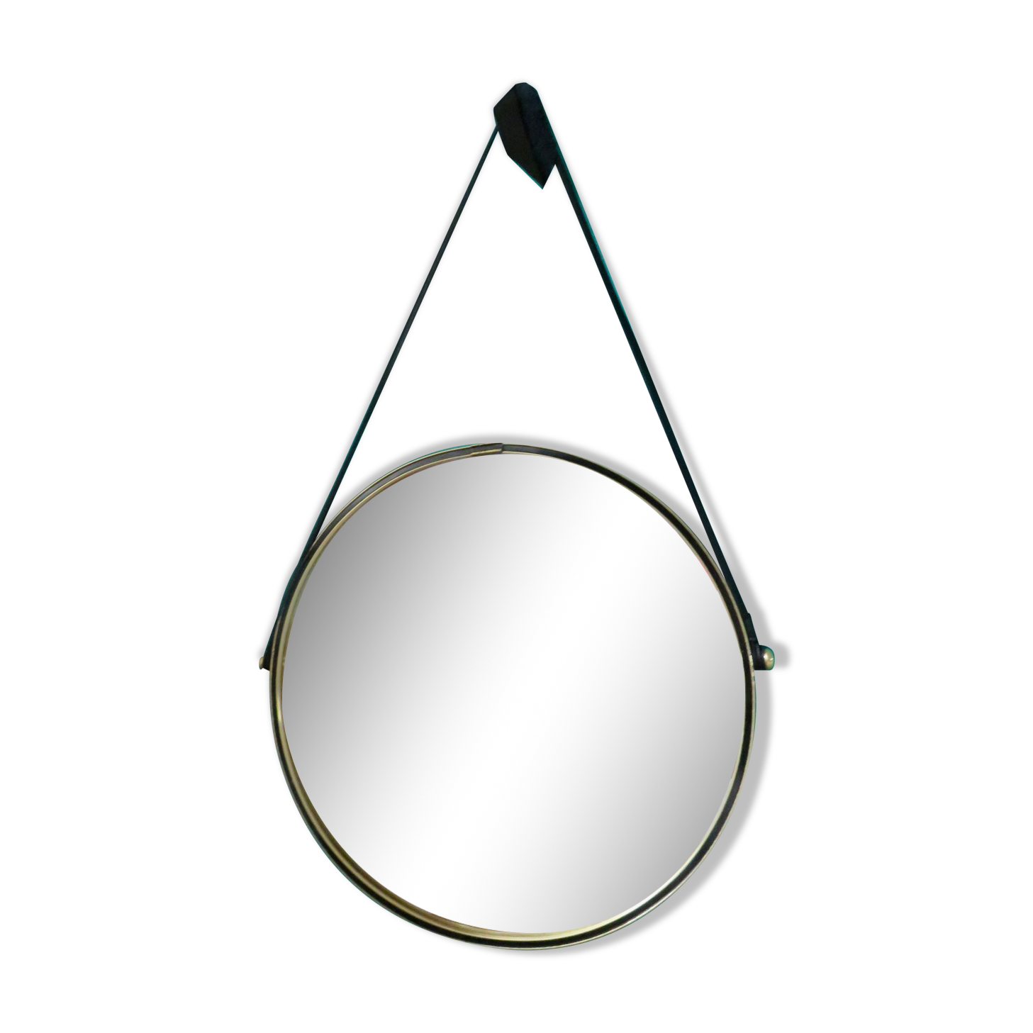 Round brass mirror. Denmark 1960
