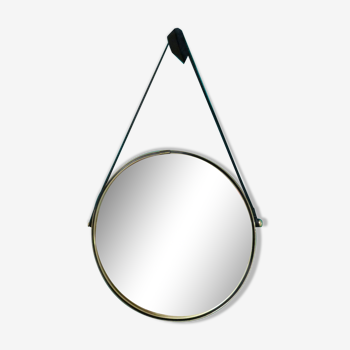 Round brass mirror. Denmark 1960