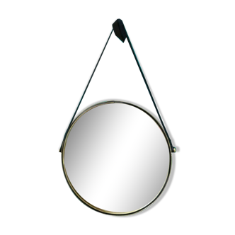 Round brass mirror. Denmark 1960