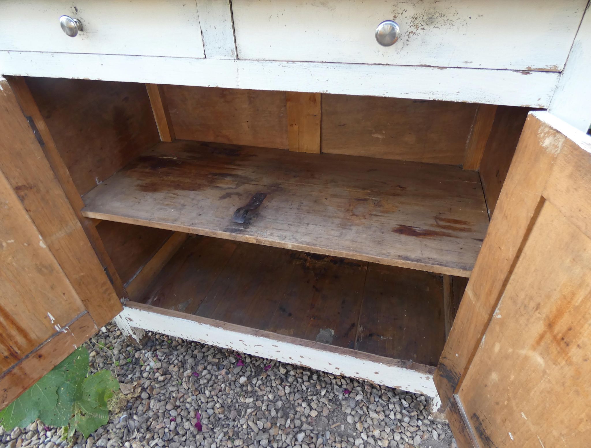 Old patinated wooden sideboard