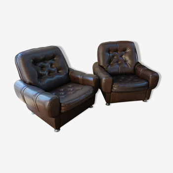 Pair of armchairs in skaï 70s