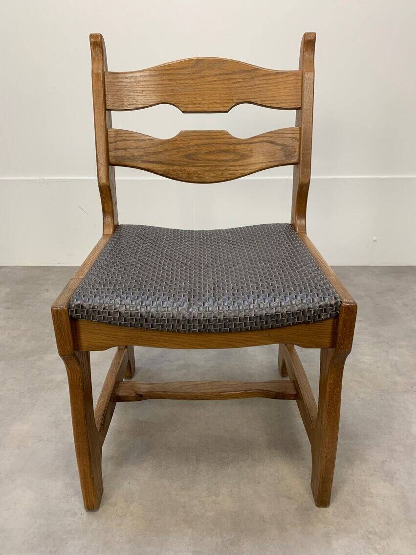 6 vintage solid wood brutalist chairs