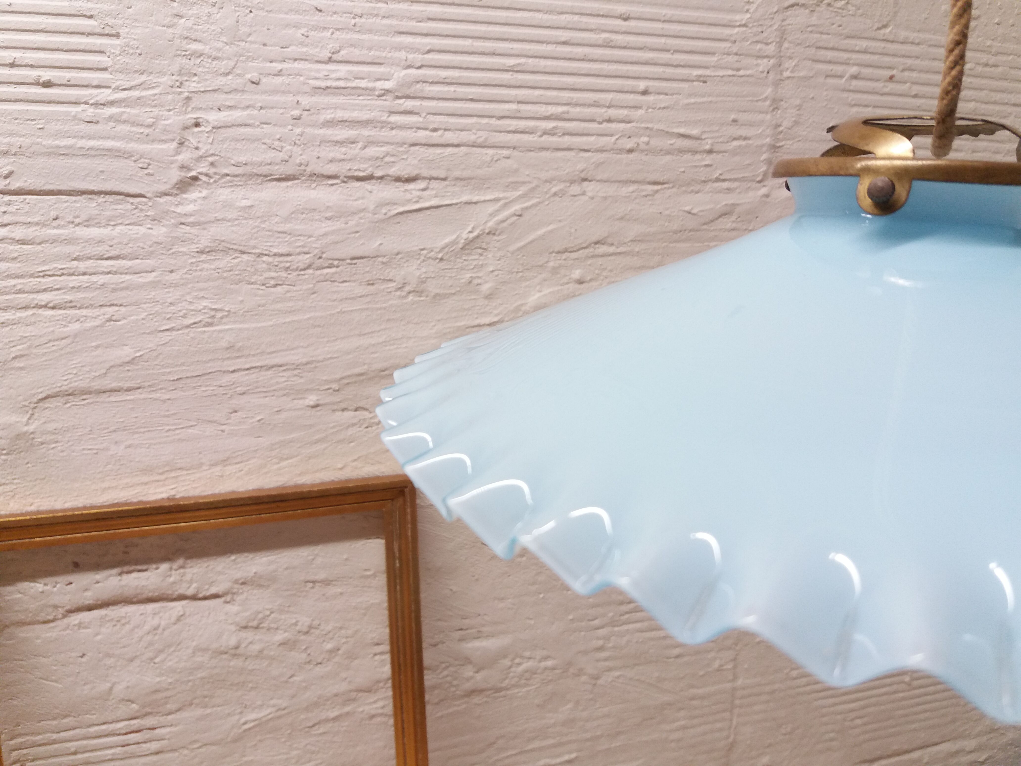 Soft blue pleated Opaline