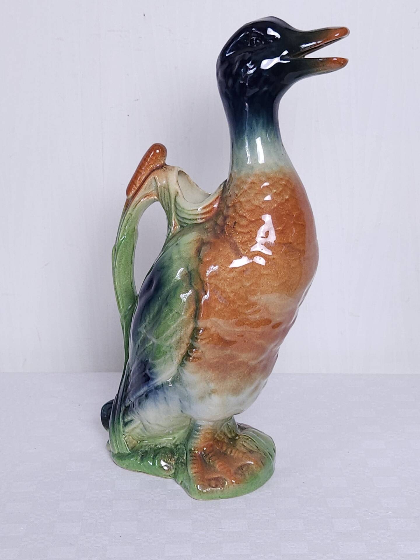 Vintage green-headed duck ceramic jug