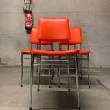 Lot 5 Vintage Skaï Red and Chrome Chairs