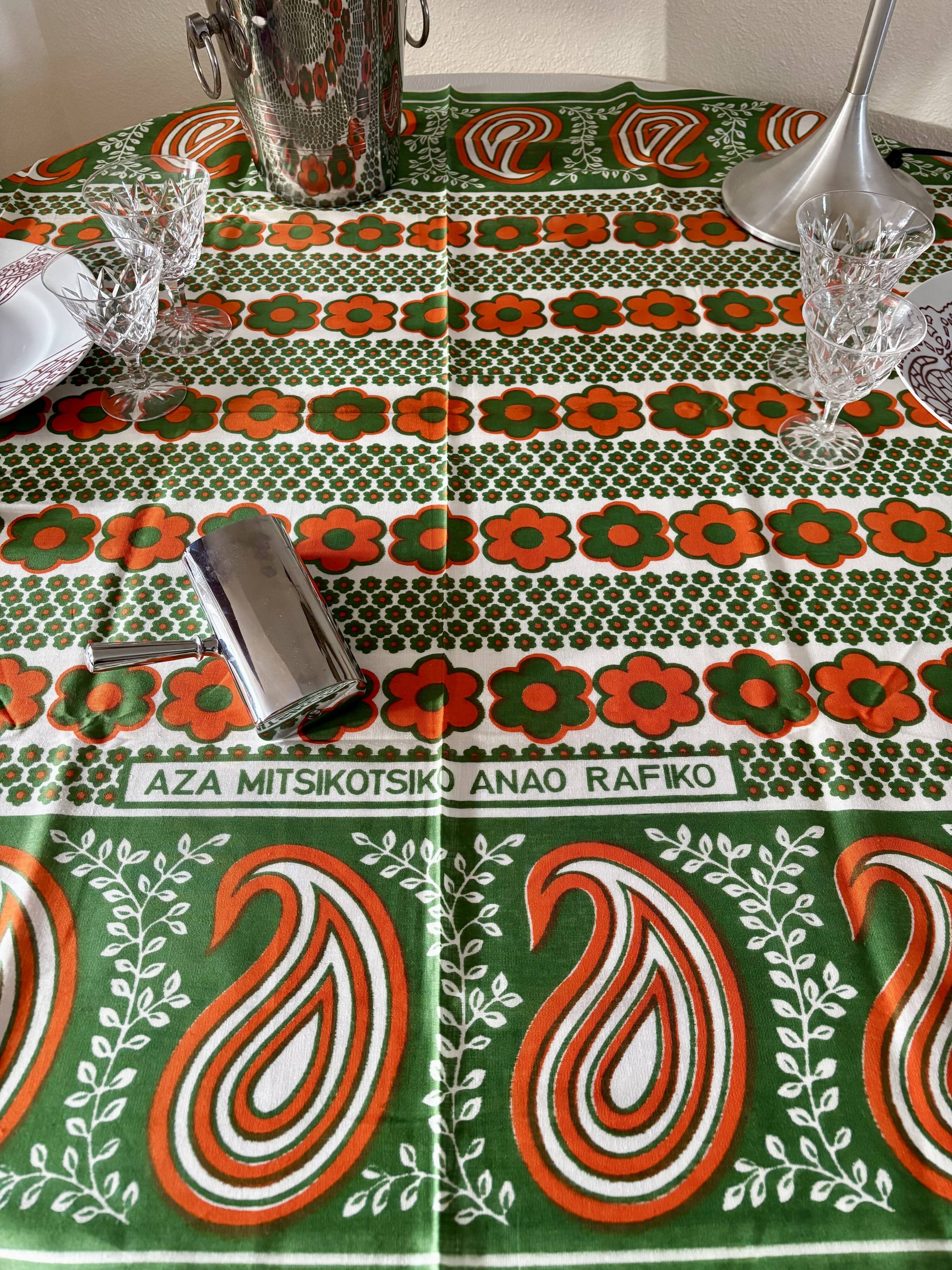 Vintage Malagasy fabric tablecloth