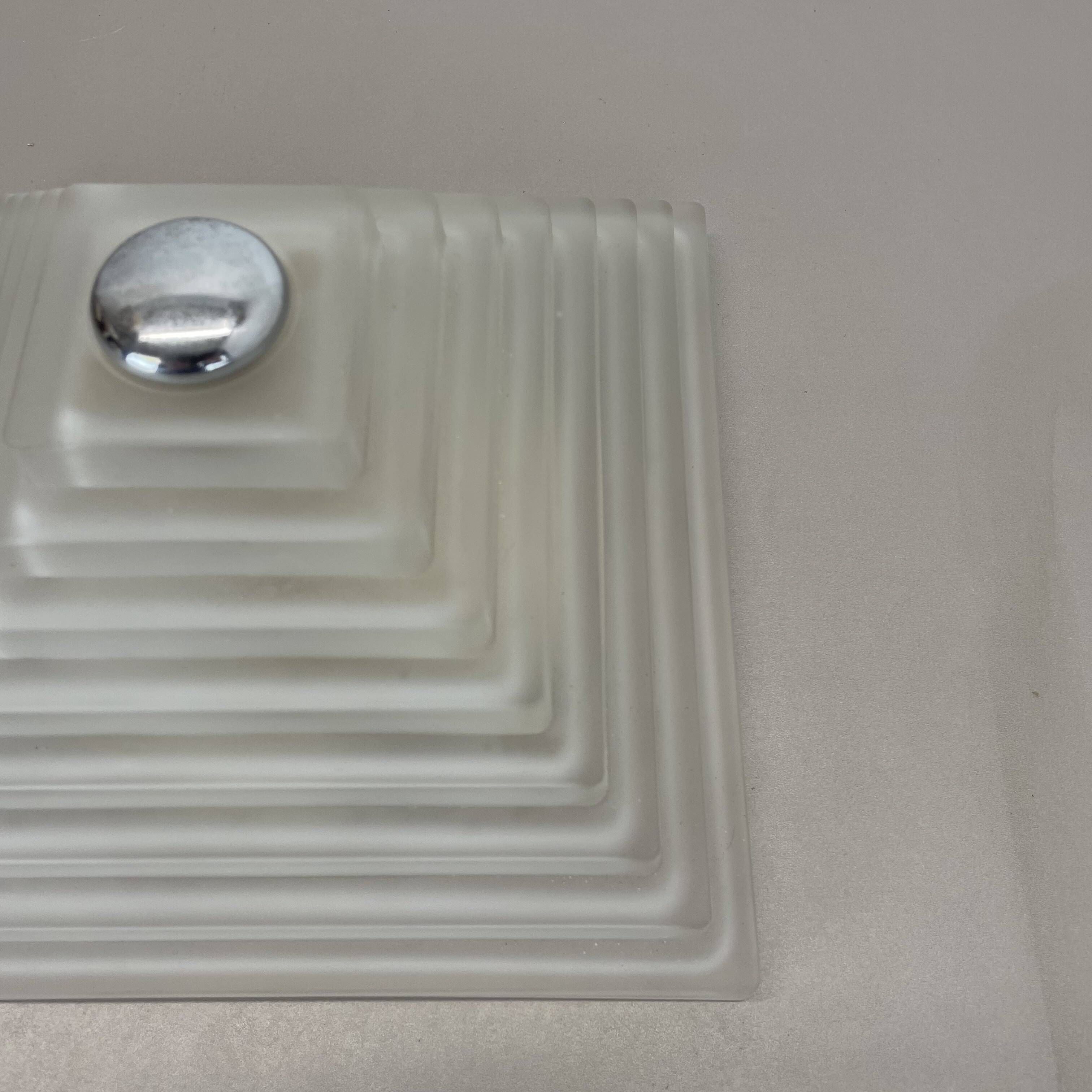 Cubic satin white glass wall light by glashütte limburg attrib., germany 1980s