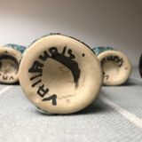 Old coquetiers signed Vallauris Turquoise and Red